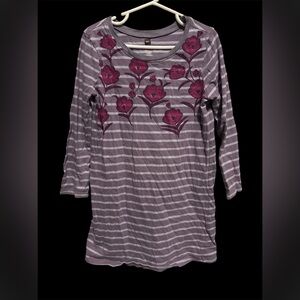Tea Collection Lavender and White Striped Top